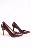 Kadın Hakiki Deri Stiletto Bordo