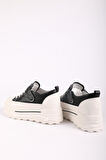Kadın Dolgu Taban Bağcıklı Sneaker Siyah