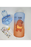 Taros 2000 ml Mavi Turuncu Stickerlı Matara