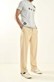 Bej Baggy Fit Basic Pantolon