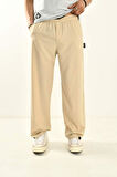 Bej Baggy Fit Basic Pantolon