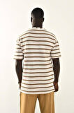 İndigo Çizgili Oversize T-shirt