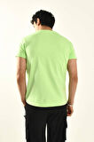 Bebe Mavisi İşleme Detaylı Bisiklet Yaka T-shirt