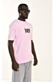 Erkek Pembe Sırt Baskı %100 Pamuk T-shirt