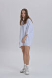 Siyah Kadın Sırt Baskı Detay Oversize T-shirt Elbise
