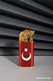 Kırmızı Türk Bayrağı Ve Kurt Model Gazlı Çakmak 24CSM801DMR02