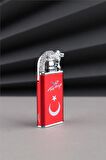Kırmızı Timsah Çakmak Özel Tasarım Türkiye Yazılı Ve Türk Bayrağı Çakmak 24CSM923MR001