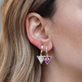 Üçgen Çift Taraflı Mineli Gümüş Küpe