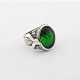 Yeşil Zirkon Taşlı Gümüş Erkek Yüzük