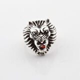 Kaplan Başı Zirkon Taşlı Gümüş Erkek Yüzük