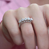 Prenses Model 4 Tırnaklı 5 Taş Starlight Diamond Gümüş Yüzük