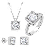 Round Kesim Kare Tek Taş Model Starlight Diamond Set