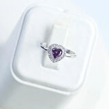 Kalp Pndr Ametist Taşlı 925 Ayar Gümüş Yüzük