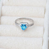 Kalp Pndr Model Aquamarin Taşlı Gümüş Yüzük