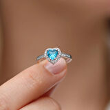 Kalp Pndr Model Aquamarin Taşlı Gümüş Yüzük