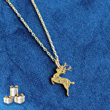 Yılbaşı Geyik Mini Gümüş Kolye