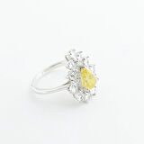 Elmas Modeli Sitrin Taşlı Gümüş Yüzük