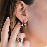 Lotus Çiçeği Mistik Topaz Taşlı Gümüş Set