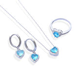 Kalp Pndr Model Aquamarine Taşlı Gümüş Set