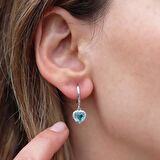 Kalp Pndr Model Aquamarine Taşlı Gümüş Set