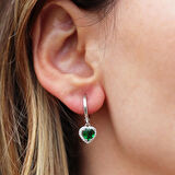 Kalp Pndr Model Yeşil Zirkon Taşlı Gümüş Set