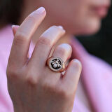 Zirkon Taşlı Arı Figürlü Rose Gold Kaplama Gümüş Yüzük