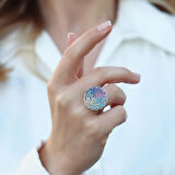 Milliner Renkli Zirkon Taşlı Gümüş Yüzük