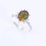 Zultanit Taşlı Elips Lotus Çiçeği Gümüş Yüzük