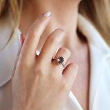 Zultanit Taşlı Elips Lotus Çiçeği Gümüş Yüzük