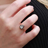 Damla Elmas Montür Rose Gold Kaplama Gümüş Yüzük