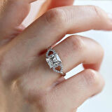 Emerald Kesim 925 Ayar Sky Diamond Gümüş Yüzük