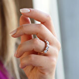 Round Kesim Beştaş Modeli Rose Gold Kaplama Sky Diamond Yüzük