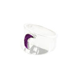 Pembe Zirkon Taşlı Moon İkon Gümüş Yüzük