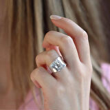 Zirkon Taşlı Moon İkon Gümüş Yüzük