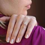 Elegance Çapraz Model Rose Gold Kaplama Sky Diamond Yüzük