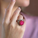 Kök Yakut Taşlı El İşi Gümüş El İşi Otantik Yüzük