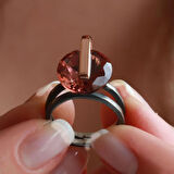 Yuvarlak Gold Çizgili Zultanit Taşlı Gümüş Yüzük