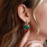 Kök Zümrüt Taşlı El İşi Otantik 925 Ayar Gümüş Takım