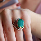 Kök Zümrüt Taşlı El İşi Otantik 925 Ayar Gümüş Takım