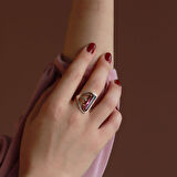 Lal Taşlı El İşli Otantik 925 Ayar Gümüş Takım