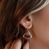 Lal Taşlı El İşli Otantik 925 Ayar Gümüş Takım