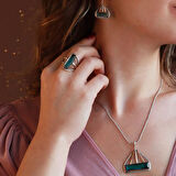 Peridot Taşlı El İşi Otantik 925 Ayar Gümüş Takım