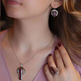 Lal Taşlı 925 Ayar Gümüş Otantik Tasarım Set