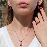 Kök Yakut Taşlı Gümüş Otantik Set