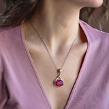 Kök Yakut Taşlı El İşi Gümüş Otantik Set