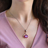 Kök Yakut Taşlı El İşi Gümüş Otantik Set