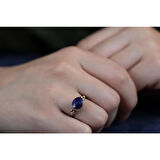 Kök Safir Taşlı Gümüş Otantik Set