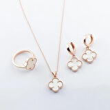 İkonik Alhambra Sedef Taşlı Rose Gold Kaplama Gümüş Set