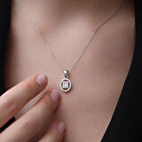 Starlight Diamond Elips Zirkon Taş Ortası Kare 3 Baget Pırlanta Montür Gümüş Set