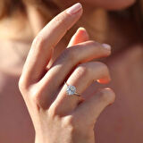 Etrafı Pırıltılı Taşlarla Çevrili Elips Montür Sky Diamond Gümüş Set